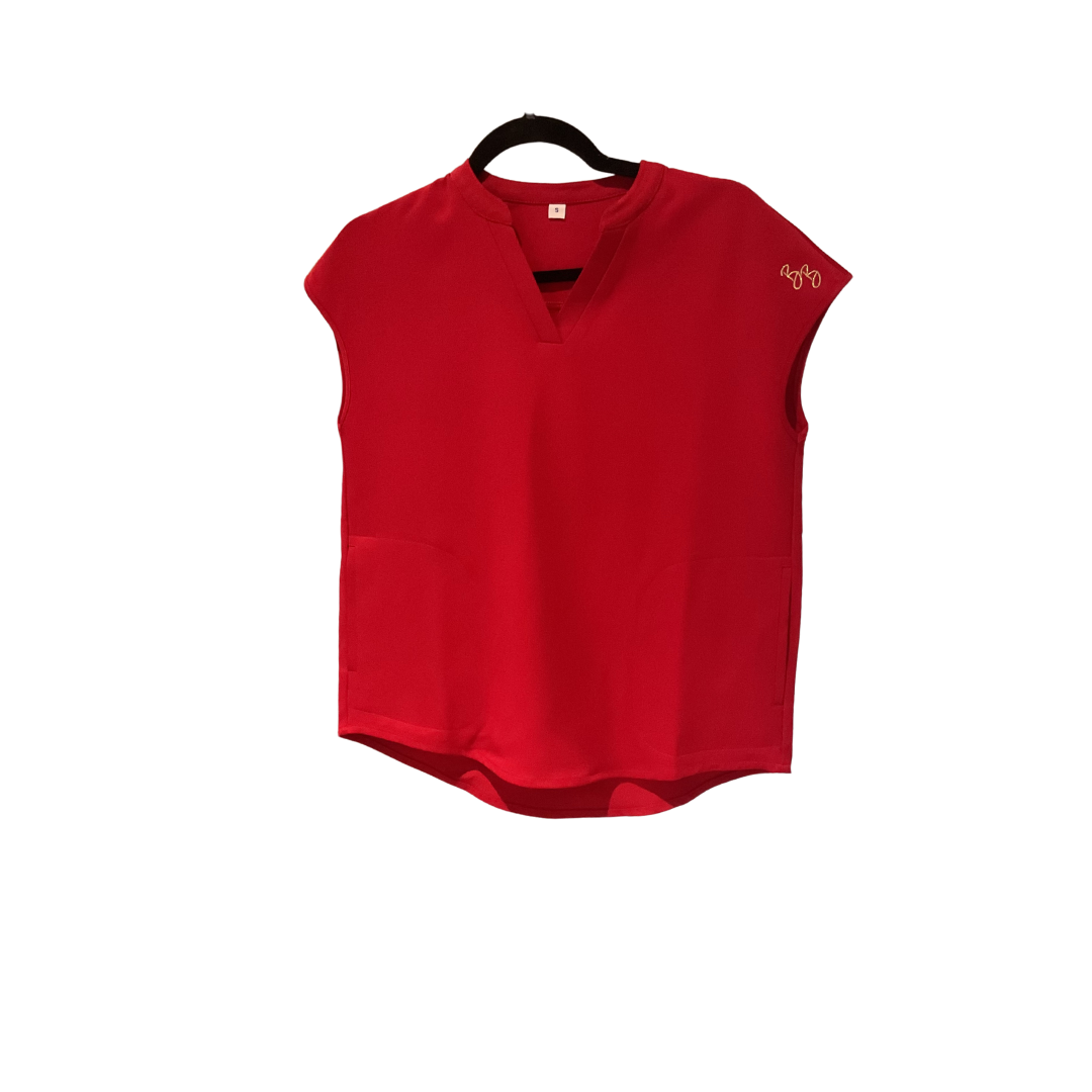 Sophisticated V-Neck Top-Red